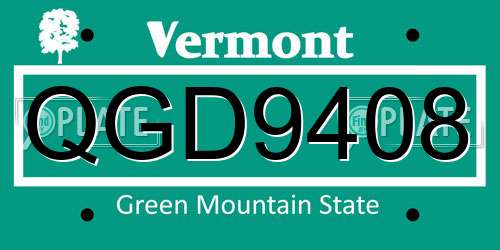 QGD9408 Vermont License Plate