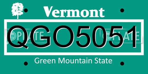 QGO5051 Vermont License Plate