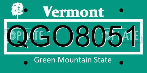 QGO8051 Vermont License Plate