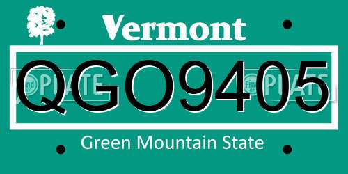 QGO9405 Vermont License Plate