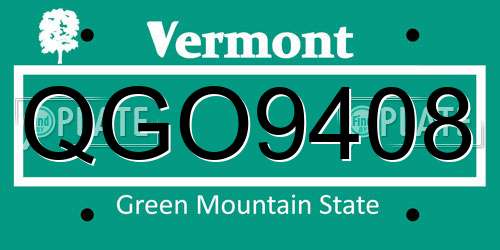 QGO9408 Vermont License Plate