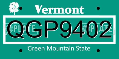 QGP9402 Vermont License Plate