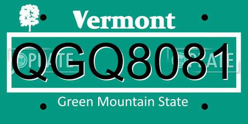 QGQ8081 Vermont License Plate