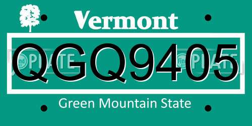 QGQ9405 Vermont License Plate