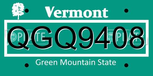 QGQ9408 Vermont License Plate
