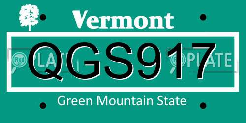 QGS917 Vermont License Plate