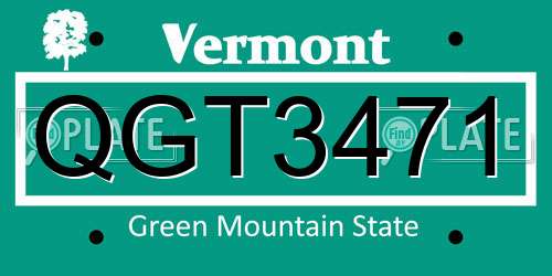 QGT3471 Vermont License Plate