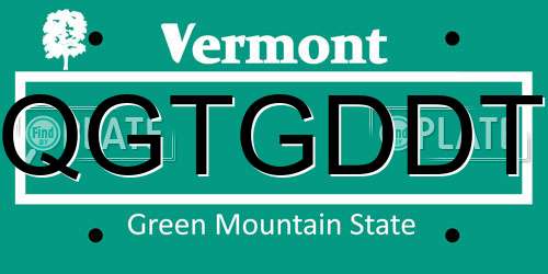 QGTGDDT Vermont License Plate
