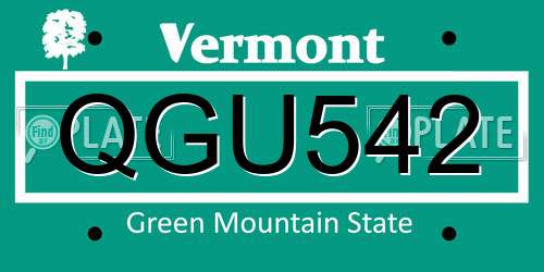 QGU542 Vermont License Plate