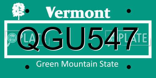 QGU547 Vermont License Plate