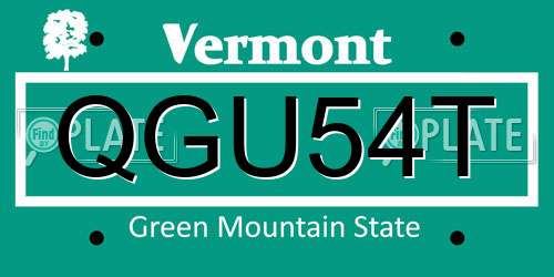 QGU54T Vermont License Plate
