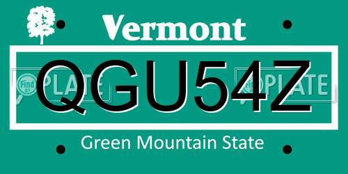 QGU54Z Vermont License Plate