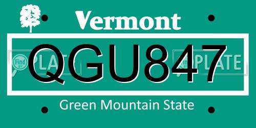 QGU847 Vermont License Plate