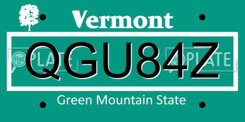 QGU84Z Vermont License Plate
