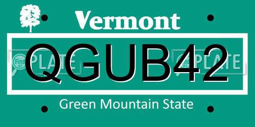 QGUB42 Vermont License Plate