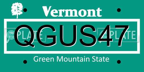 QGUS47 Vermont License Plate