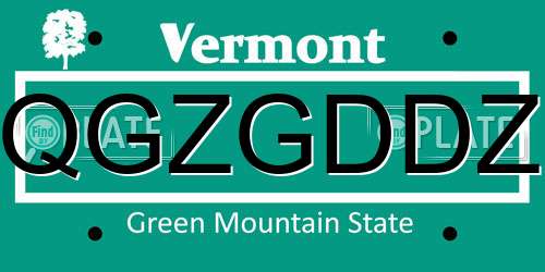 QGZGDDZ Vermont License Plate
