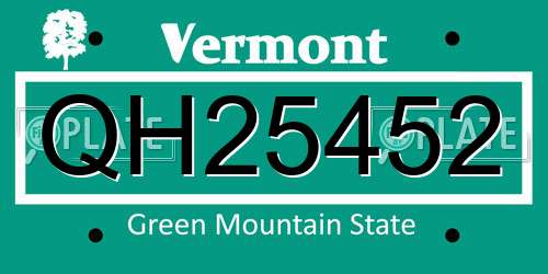 QH25452 Vermont License Plate
