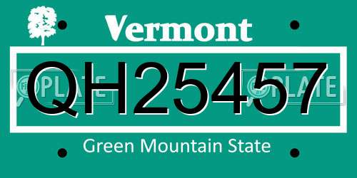 QH25457 Vermont License Plate