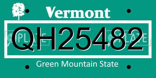 QH25482 Vermont License Plate