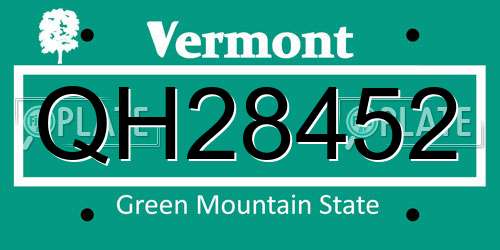 QH28452 Vermont License Plate