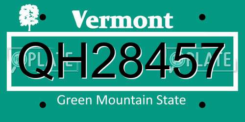 QH28457 Vermont License Plate