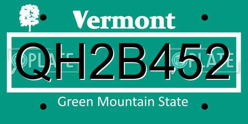 QH2B452 Vermont License Plate
