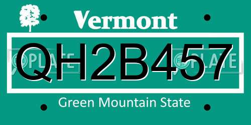 QH2B457 Vermont License Plate