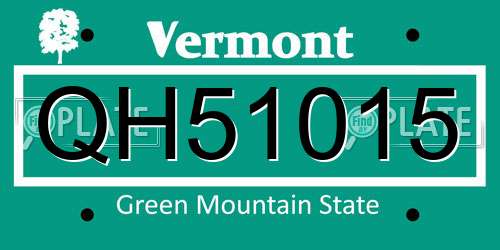 QH51015 Vermont License Plate