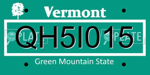 QH5I015 Vermont License Plate