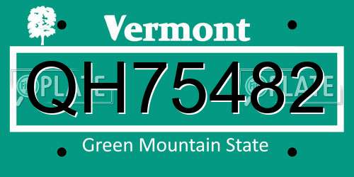 QH75482 Vermont License Plate