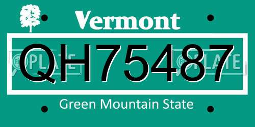 QH75487 Vermont License Plate