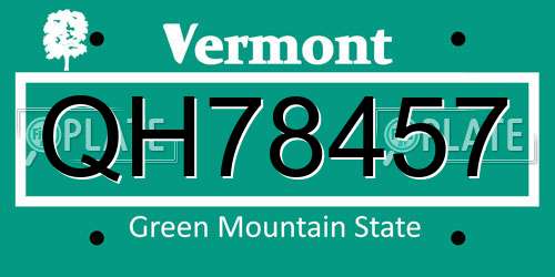 QH78457 Vermont License Plate