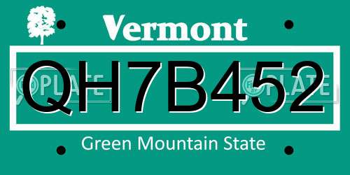 QH7B452 Vermont License Plate