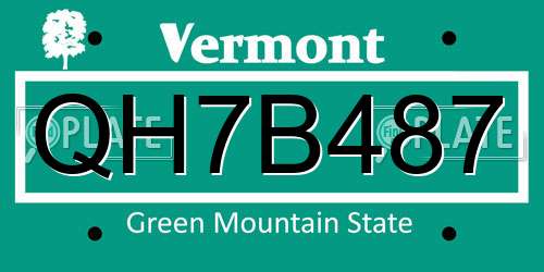 QH7B487 Vermont License Plate