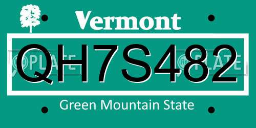 QH7S482 Vermont License Plate