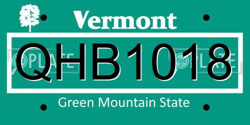 QHB1018 Vermont License Plate