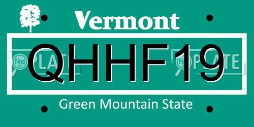 QHHF19 Vermont License Plate