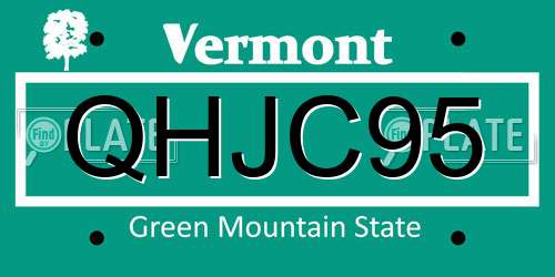 QHJC95 Vermont License Plate