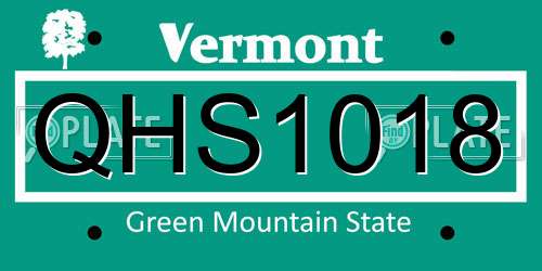QHS1018 Vermont License Plate