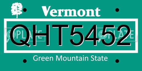 QHT5452 Vermont License Plate
