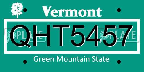 QHT5457 Vermont License Plate