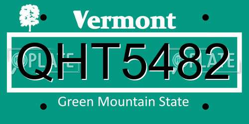 QHT5482 Vermont License Plate