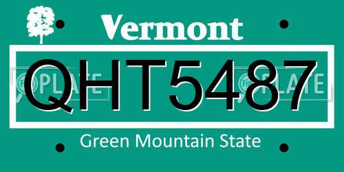 QHT5487 Vermont License Plate