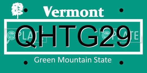 QHTG29 Vermont License Plate