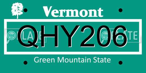 QHY206 Vermont License Plate