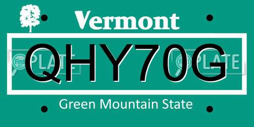 QHY70G Vermont License Plate