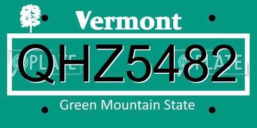 QHZ5482 Vermont License Plate
