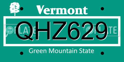 QHZ629 Vermont License Plate
