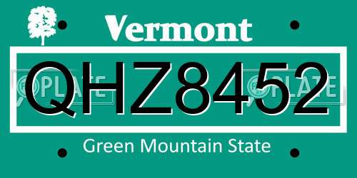 QHZ8452 Vermont License Plate